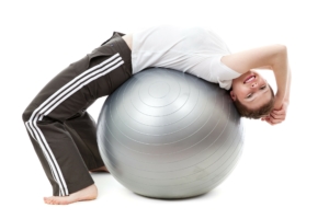 Exercise balls in the office.